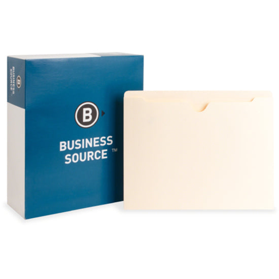 Business Source Letter Recycled File Pocket - 8 1/2" x 11" - Manila - 10% Recycled - 100 / Box - 