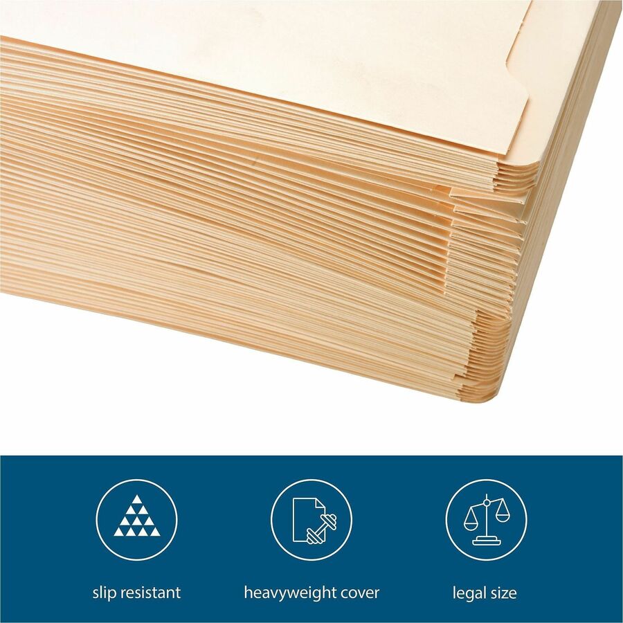 Business Source Straight Tab Cut Legal Recycled File Pocket - 8 1/2" x 14" - 2" Expansion - Manila - 10% Recycled - 50 / Box