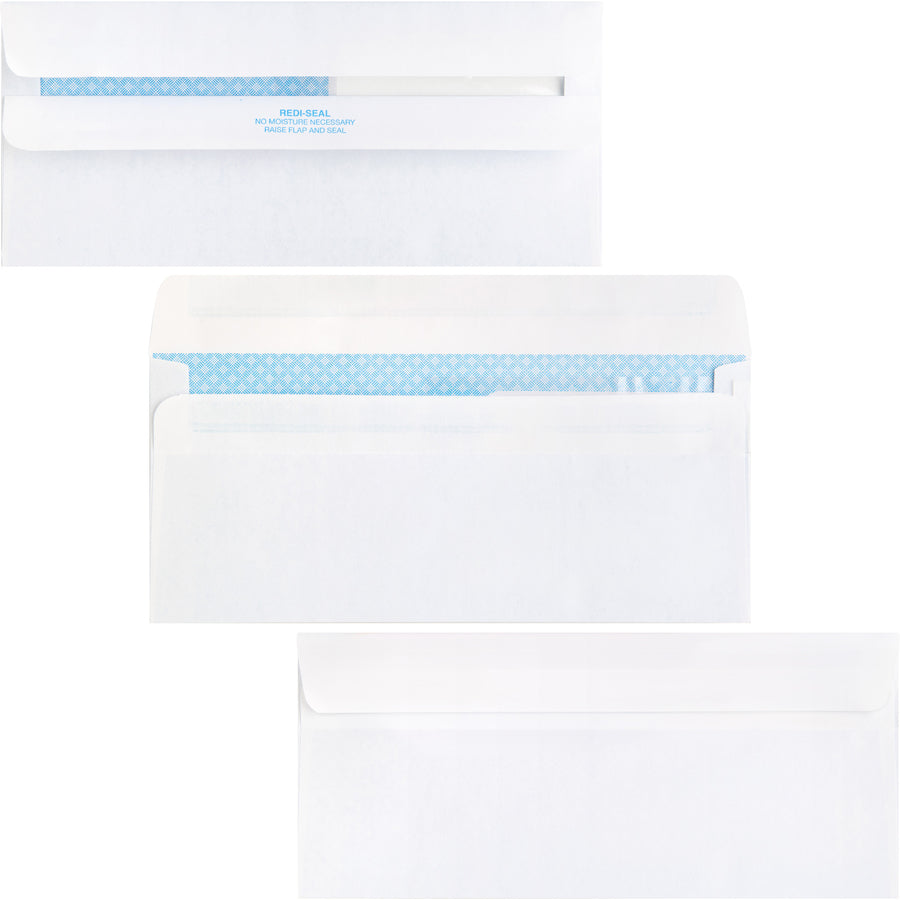 Business Source No. 9 Double Window Invoice Envelopes - Double Window - #9 - 8 7/8" Width x 3 7/8" Length - 24 lb - Self-sealing - 500 / Box - White - 