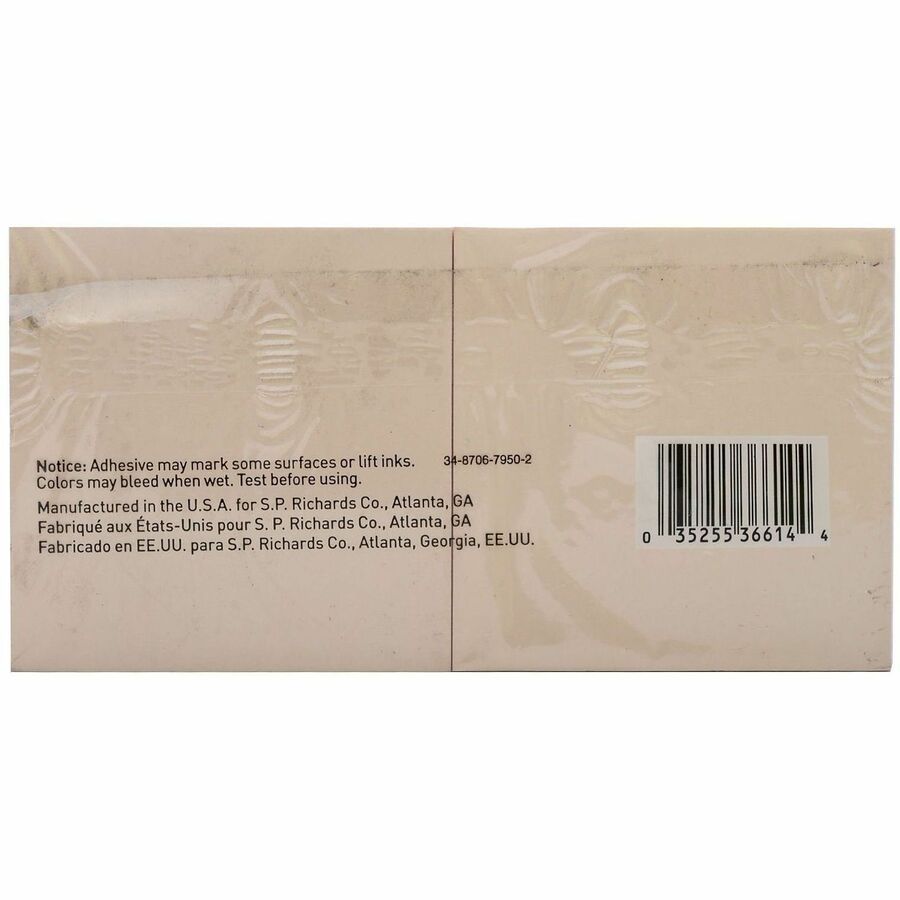 Business Source 3" Plain Pastel Colors Adhesive Notes - 100 - 3" x 3" - Square - Assorted - Repositionable, Solvent-free Adhesive - 12 / Pack