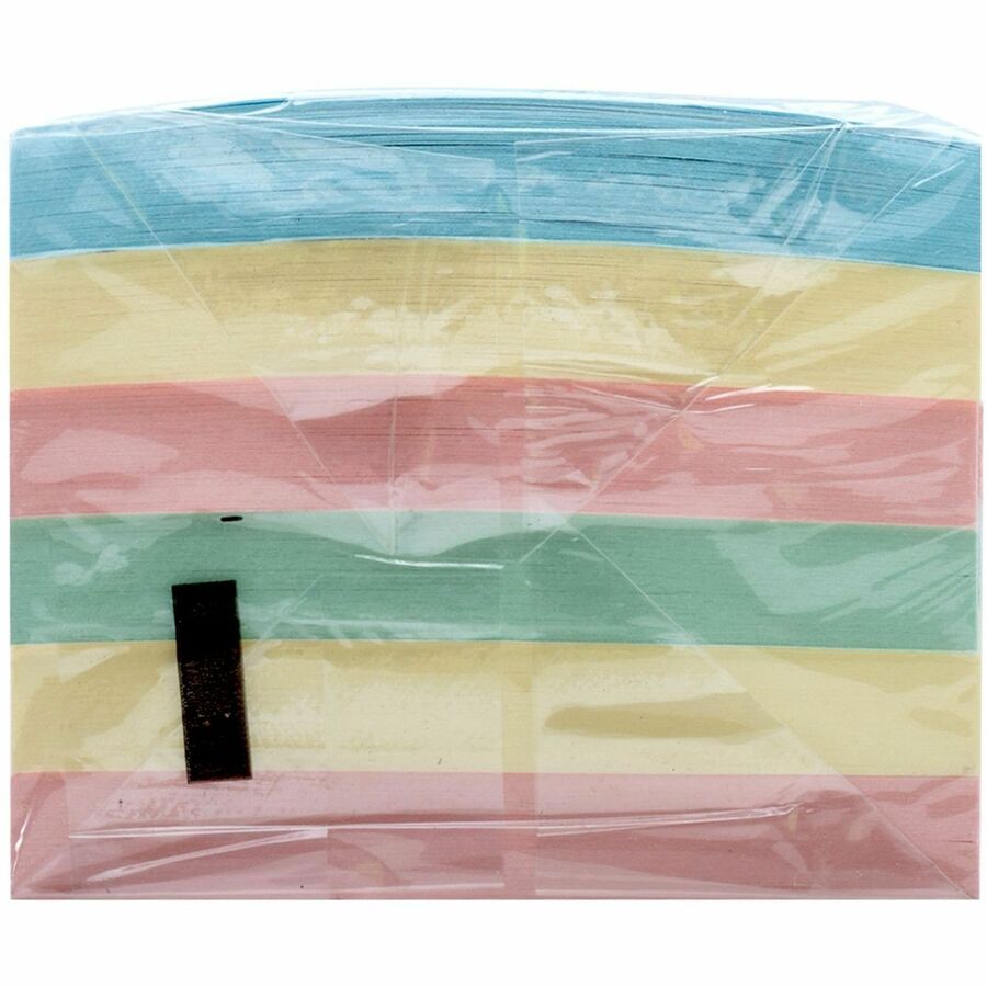 Business Source 3" Plain Pastel Colors Adhesive Notes - 100 - 3" x 3" - Square - Assorted - Repositionable, Solvent-free Adhesive - 12 / Pack