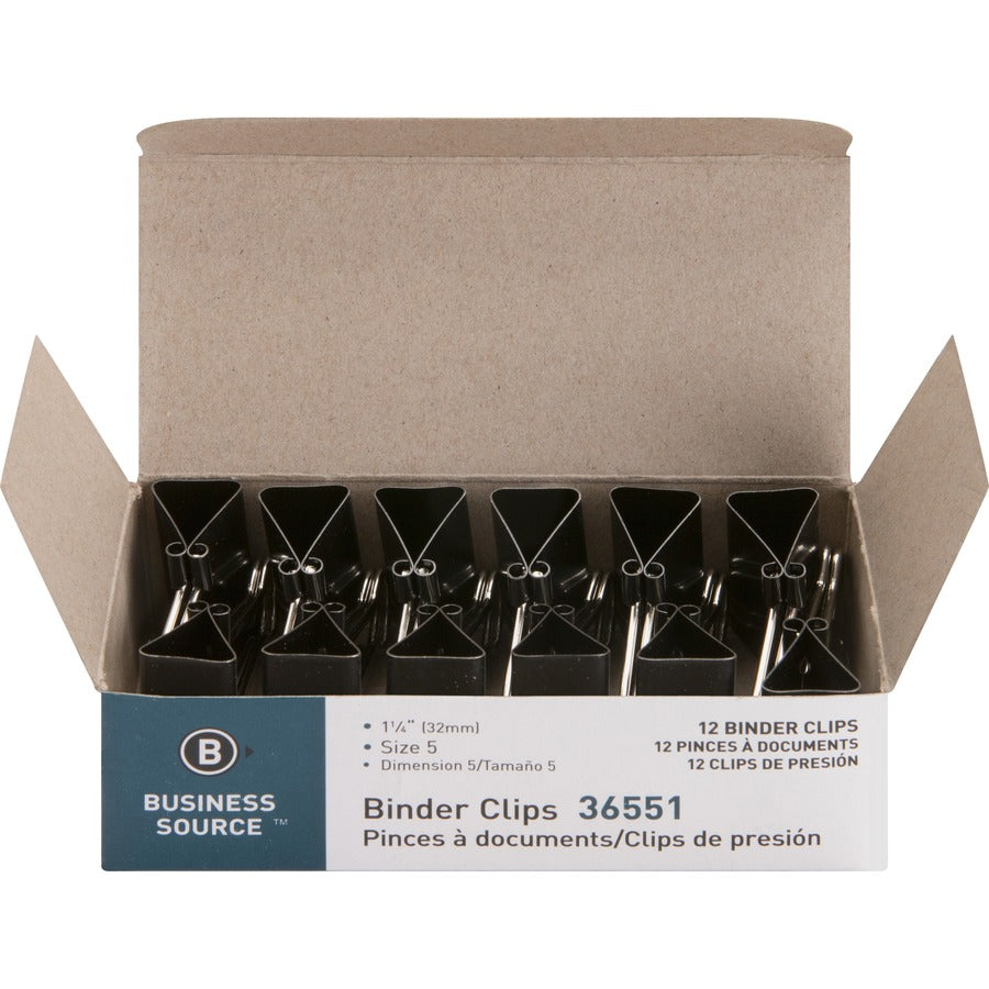 business-source-fold-back-binder-clips-medium-13-length-x-13-width-063-size-capacity-1dozen-black-steel_bsn36551 - 5