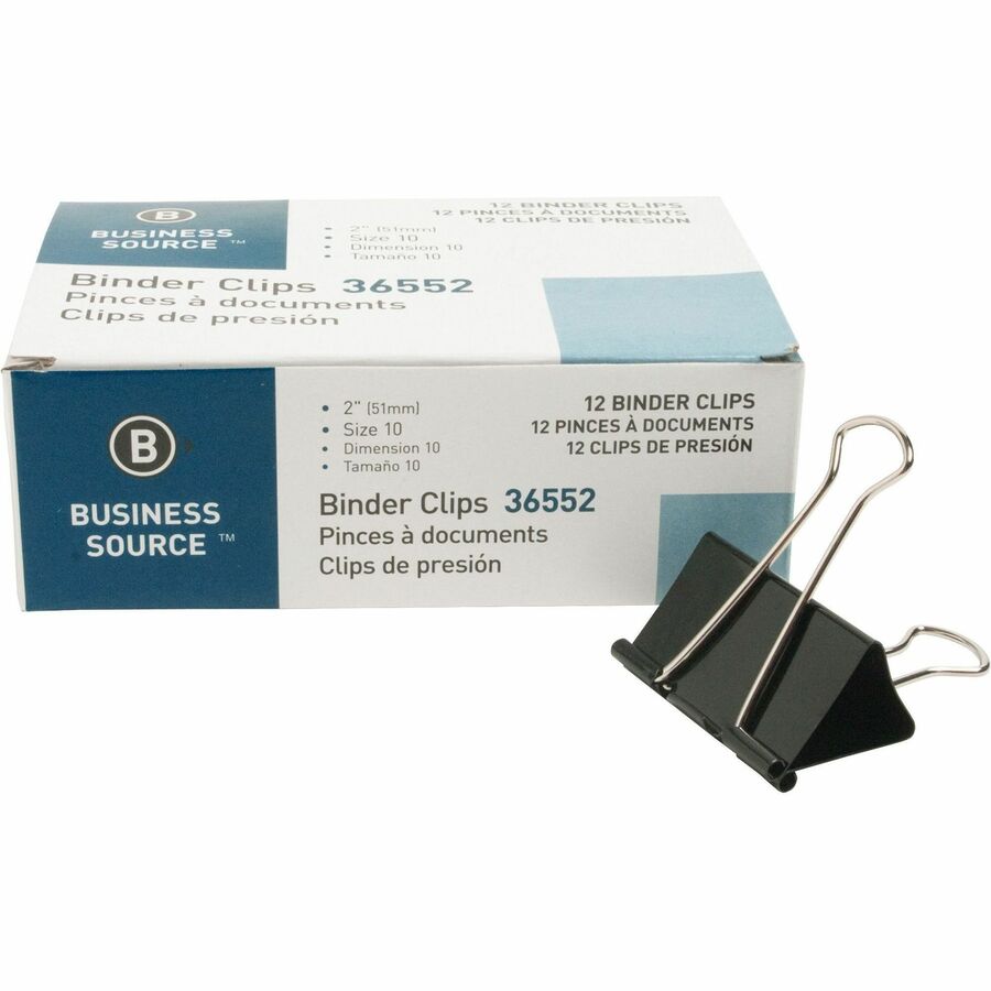 business-source-fold-back-binder-clips-large-2-length-x-2-width-1-size-capacity-1dozen-black-steel_bsn36552 - 5