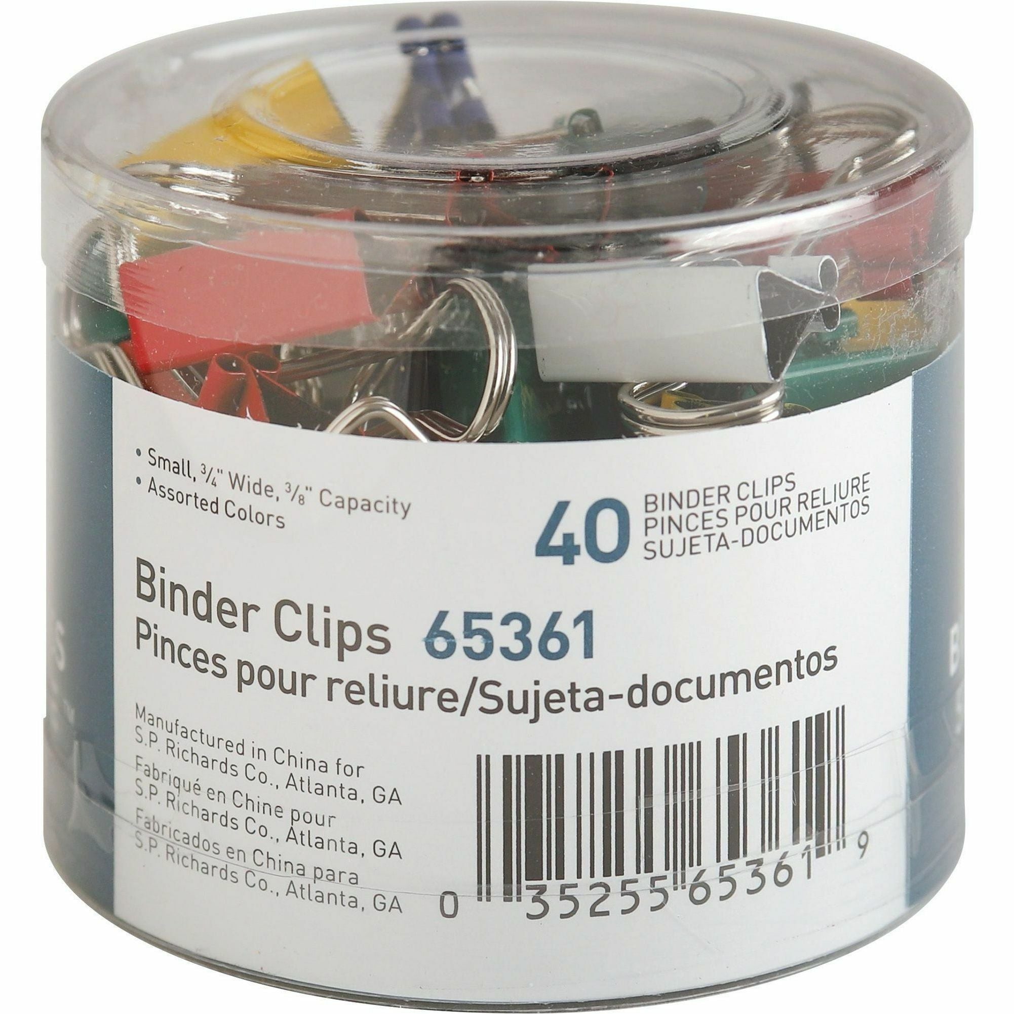 business-source-colored-fold-back-binder-clips-small-08-width-037-size-capacity-40-pack-assorted-steel_bsn65361 - 3