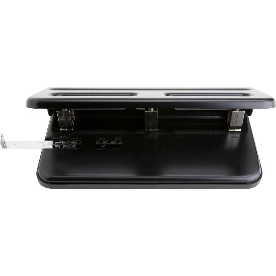 Business Source Heavy-duty 3-hole Punch - 3 Punch Head(s) - 30 Sheet of 20lb Paper - 9/32" Punch Size - Black