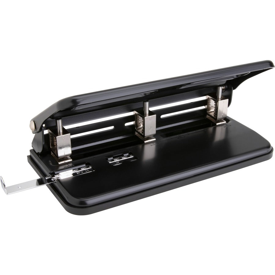 Business Source Heavy-duty 3-hole Punch - 3 Punch Head(s) - 30 Sheet of 20lb Paper - 9/32" Punch Size - Black