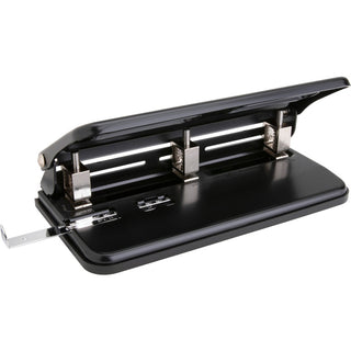 Business Source Heavy-duty 3-hole Punch - 3 Punch Head(s) - 30 Sheet of 20lb Paper - 9/32" Punch Size - Black