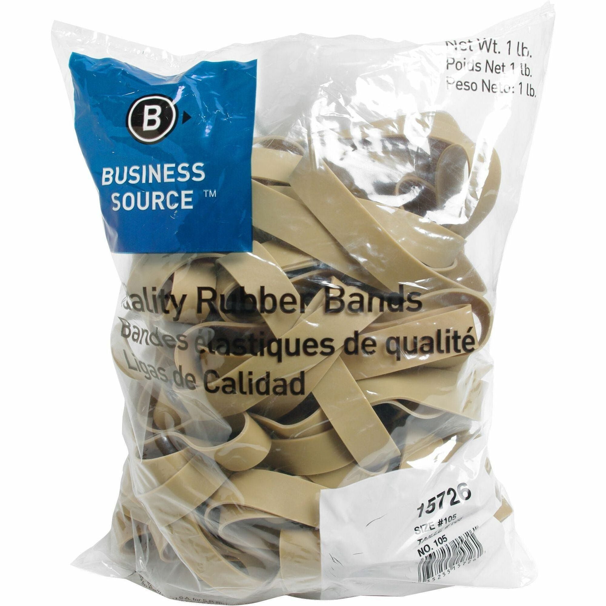 Business Source Quality Rubber Bands - Size: #105 - 5" Length x 0.6" Width - Sustainable - 60 / Pack - Rubber - Crepe - 