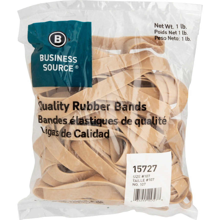 Business Source Quality Rubber Bands - Size: #107 - 7" Length x 0.6" Width - Sustainable - 40 / Pack - Rubber - Crepe - 