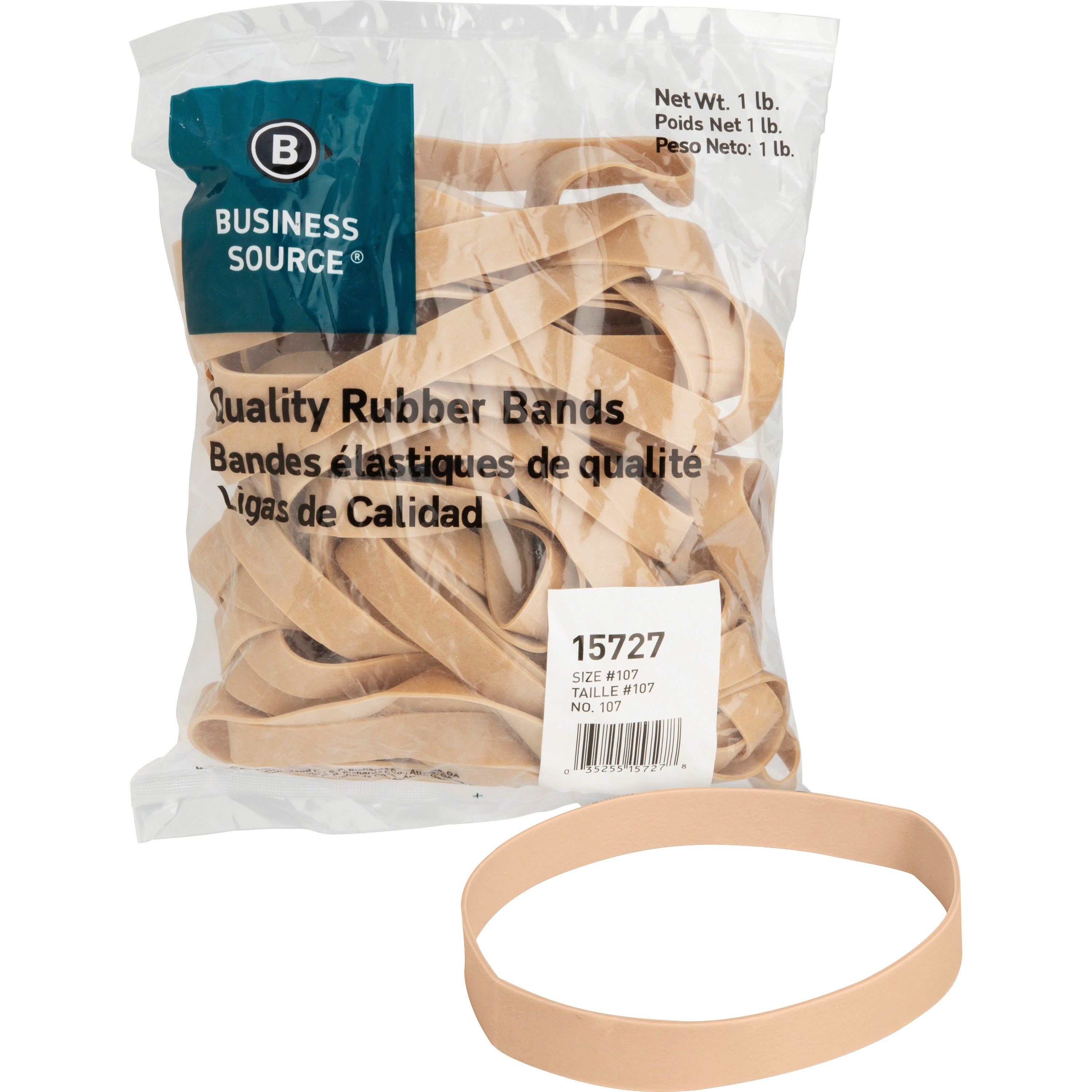 Business Source Quality Rubber Bands - Size: #107 - 7" Length x 0.6" Width - Sustainable - 40 / Pack - Rubber - Crepe - 