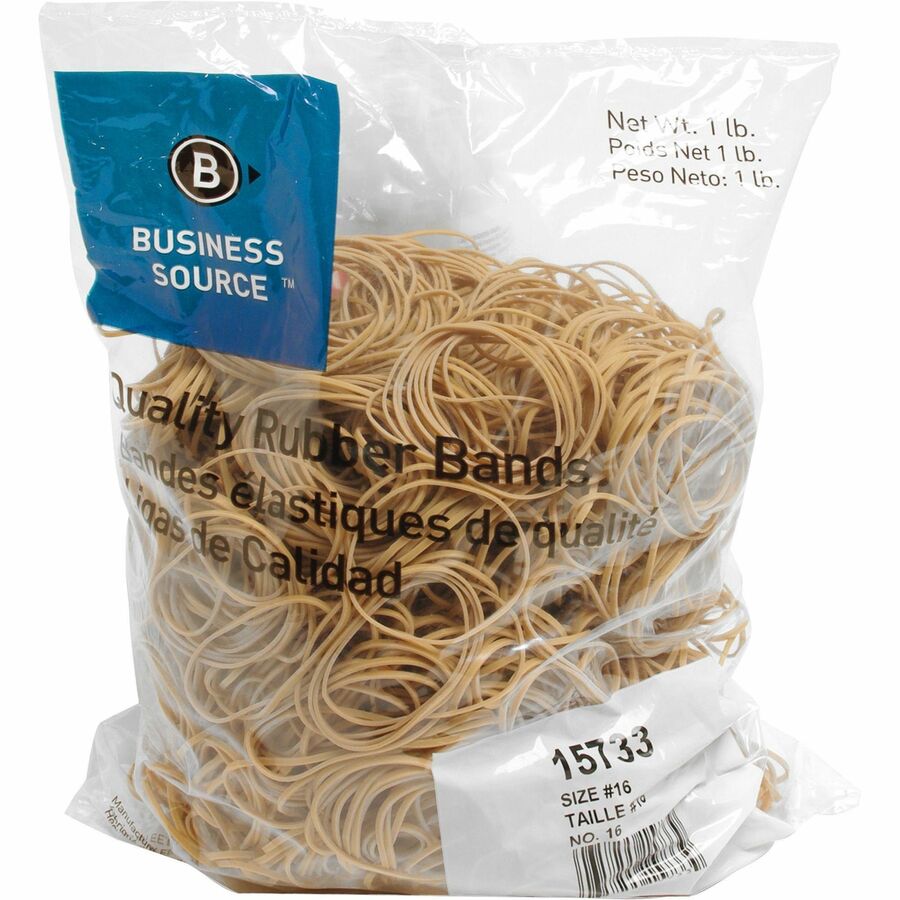 Business Source Quality Rubber Bands - Size: #16 - 2.5" Length x 0.1" Width - Sustainable - 1800 / Pack - Rubber - Crepe - 