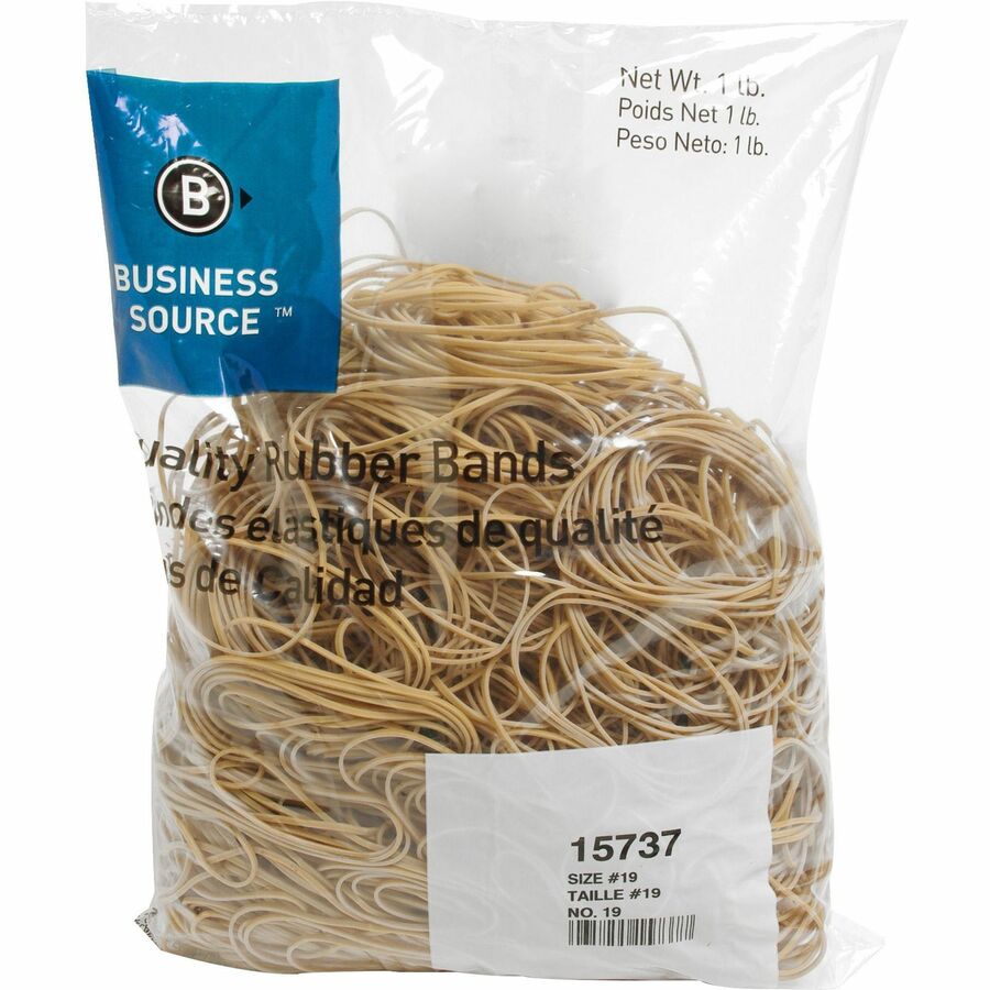 Business Source Quality Rubber Bands - Size: #19 - 3.5" Length x 0.1" Width - Sustainable - 1250 / Pack - Rubber - Crepe - 