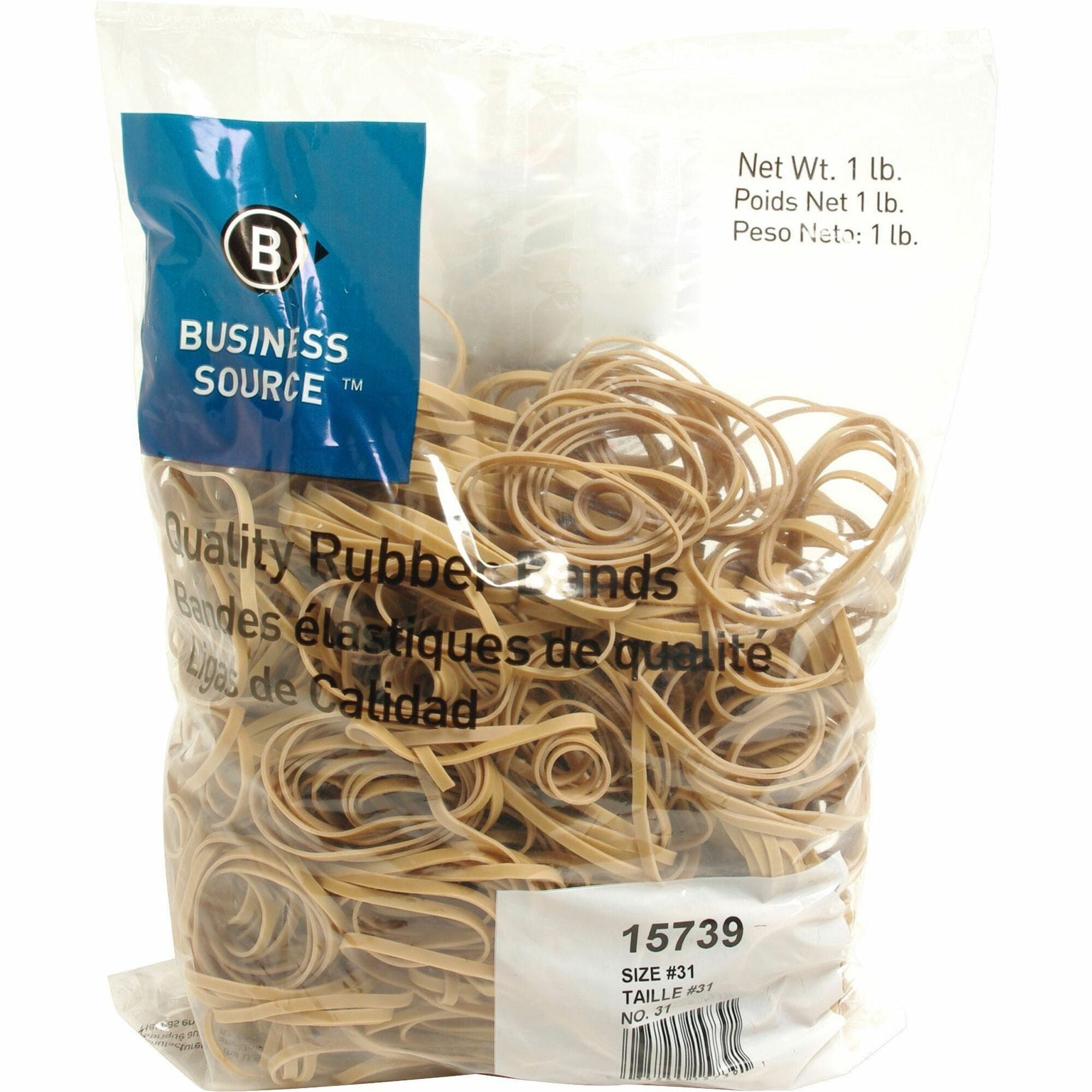 Business Source Quality Rubber Bands - Size: #31 - 2.5" Length x 0.1" Width - Sustainable - 850 / Pack - Rubber - Crepe - 