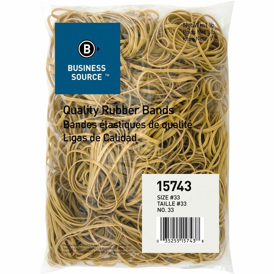 Business Source Quality Rubber Bands - Size: #33 - 3.5" Length x 0.1" Width - Sustainable - 600 / Pack - Rubber - Crepe - 