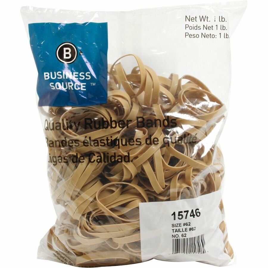 Business Source Quality Rubber Bands - Size: #62 - 2.5" Length x 0.3" Width - Sustainable - 450 / Pack - Rubber - Crepe - 