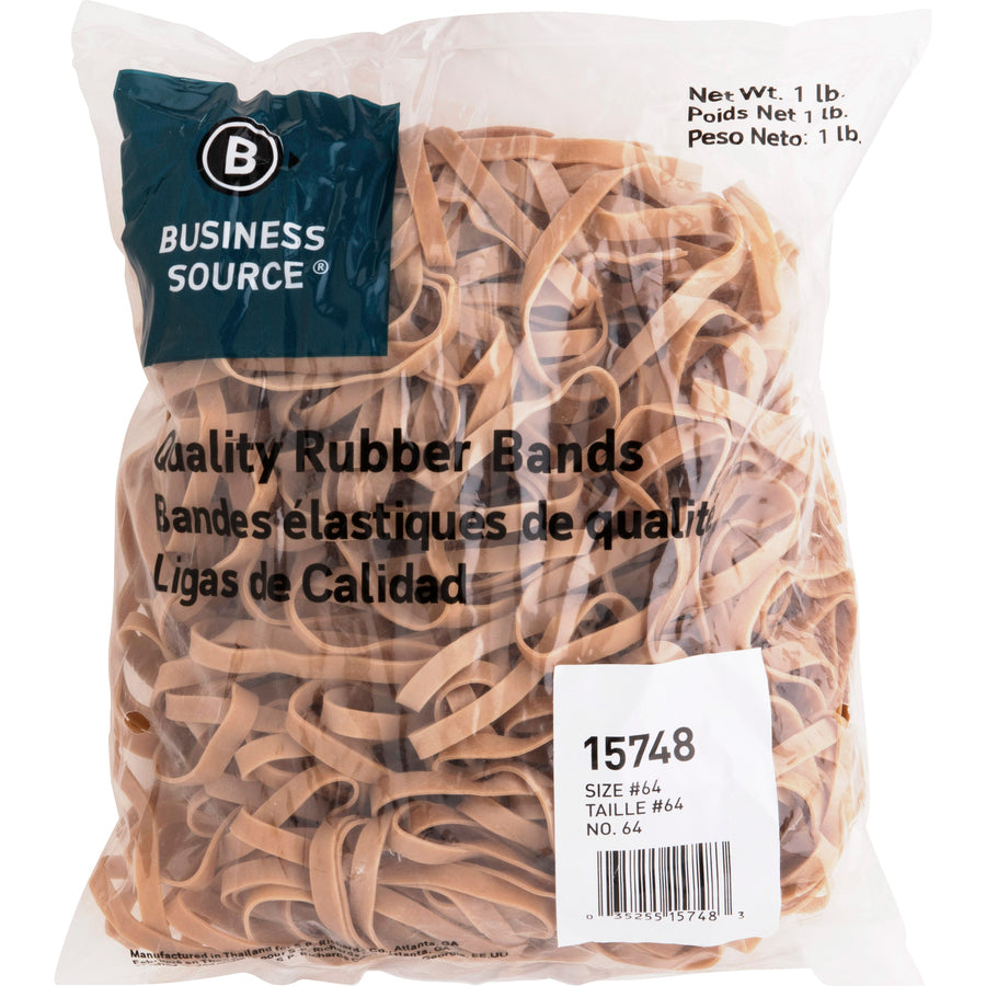 Business Source Quality Rubber Bands - Size: #64 - 3.3" Length x 0.3" Width - Sustainable - 320 / Pack - Rubber - Crepe - 