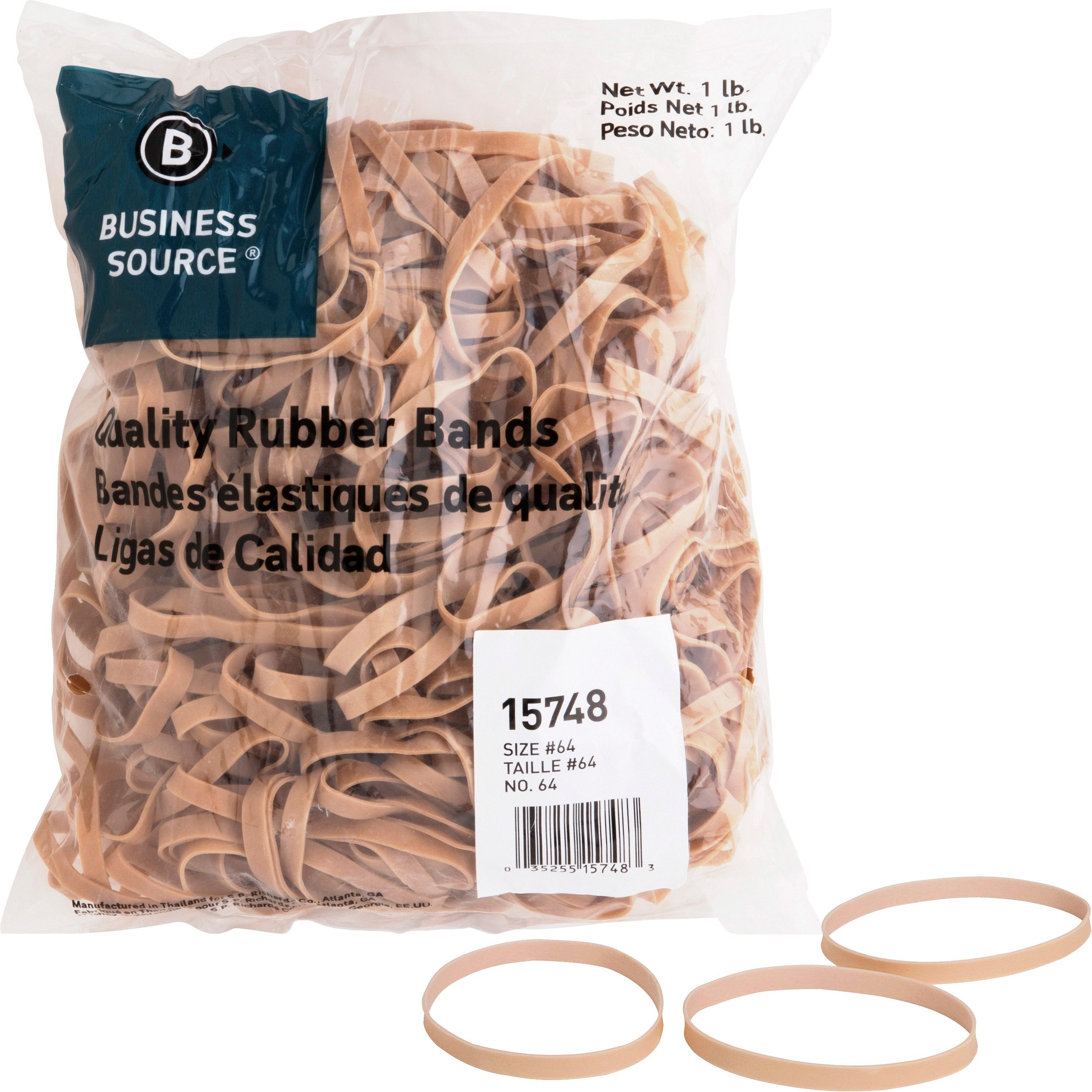 Business Source Quality Rubber Bands - Size: #64 - 3.3" Length x 0.3" Width - Sustainable - 320 / Pack - Rubber - Crepe - 