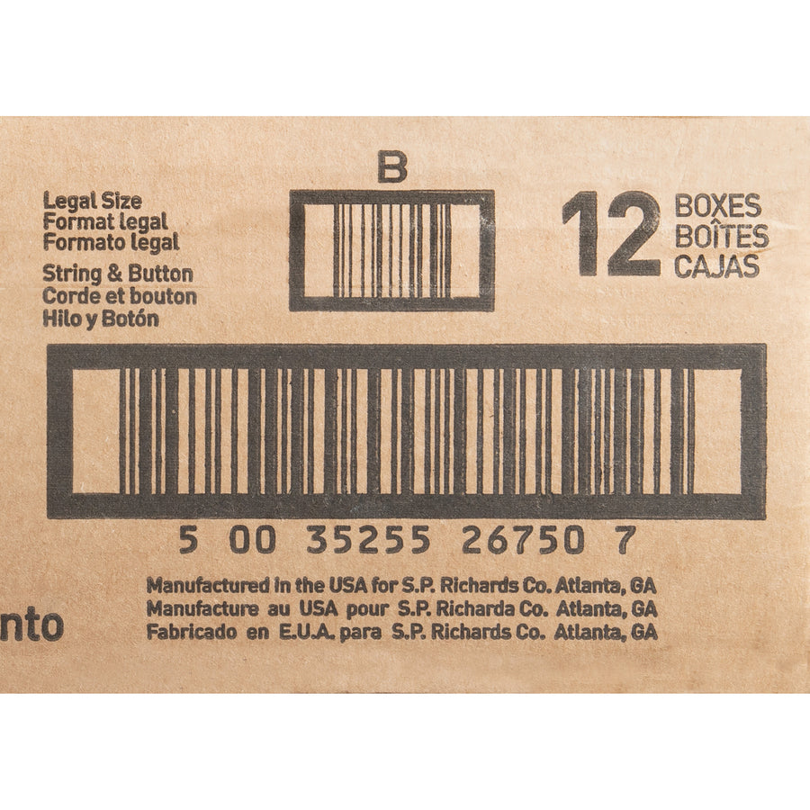 Business Source Light Duty Legal Size Storage Box - External Dimensions: 15" Width x 24" Depth x 10"Height - Media Size Supported: Legal - String/Button Tie Closure - Light Duty - Stackable - White - For File - Recycled - 12 / Carton