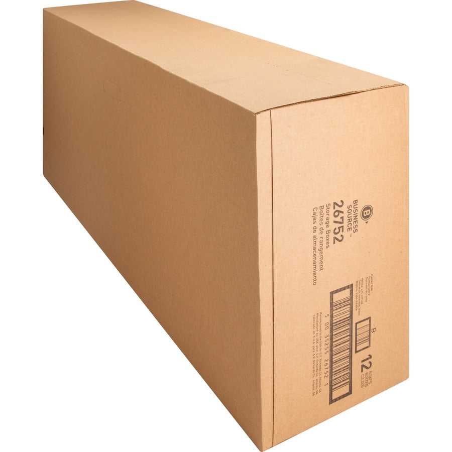 Business Source Lift-off Lid Light Duty Storage Box - External Dimensions: 12" Width x 24" Depth x 10"Height - Media Size Supported: Letter - Lift-off Closure - Light Duty - Stackable - Cardboard - White - For File - Recycled - 12 / Carton