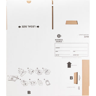 Business Source Lift-off Lid Heavy-Duty Storage Box - External Dimensions: 12" Width x 15" Depth x 10"Height - Media Size Supported: Legal, Letter - Lift-off Closure - Heavy Duty - Stackable - Cardboard - White - For File - Recycled - 12 / Carton - 