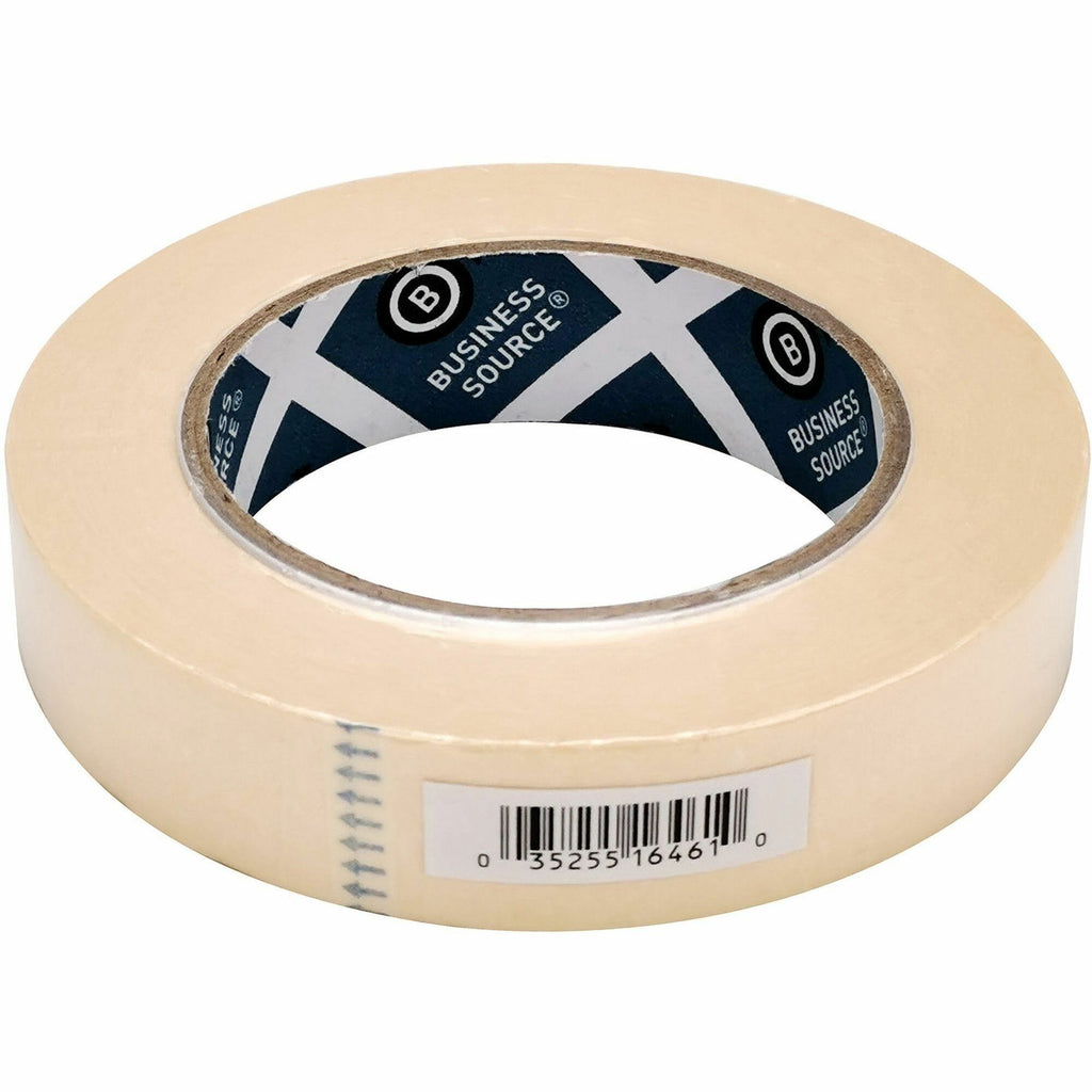 Business Source Utility-purpose Masking Tape - 60 yd Length x 1" Width - 3" Core - Crepe Paper Backing - For Bundling, Holding, Sealing, Masking - 1 / Roll - Tan