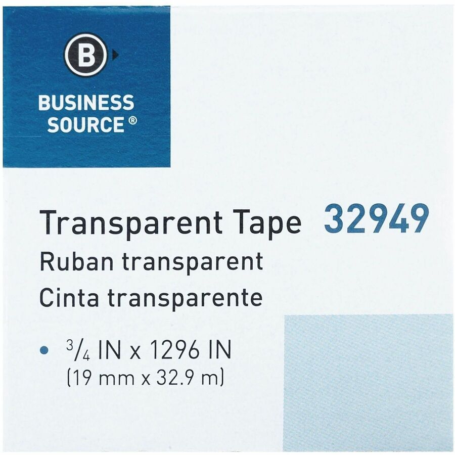 Business Source All-purpose Transparent Tape - 36 yd Length x 0.75" Width - 1" Core - For Sealing, Mending - 1 / Roll - Clear