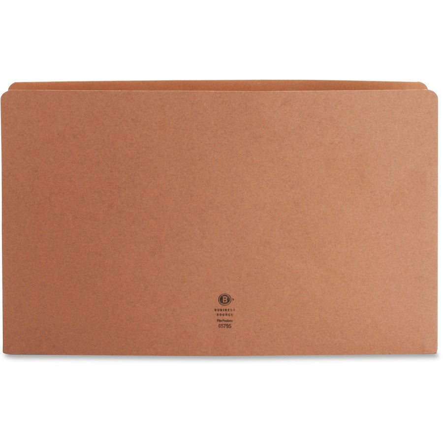 Business Source Legal Recycled File Pocket - 8 1/2" x 14" - 5 1/4" Expansion - Redrope - Redrope - 30% Recycled - 10 / Box
