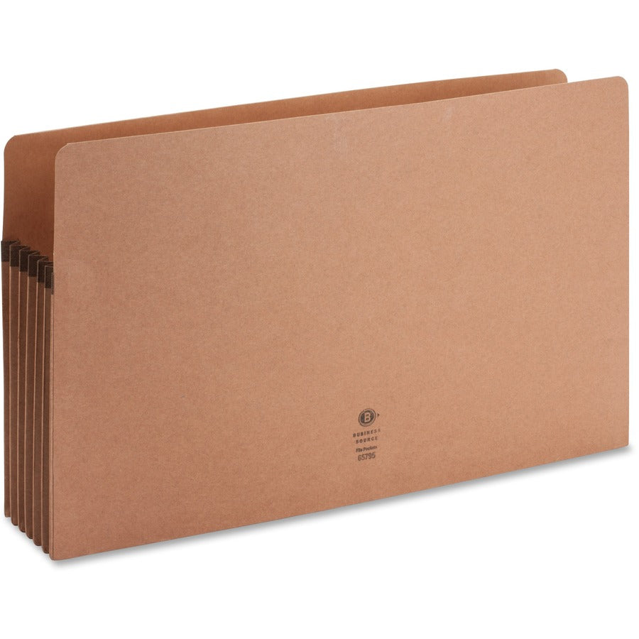 Business Source Legal Recycled File Pocket - 8 1/2" x 14" - 5 1/4" Expansion - Redrope - Redrope - 30% Recycled - 10 / Box