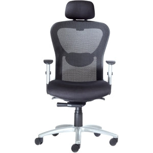 9 to 5 Seating Strata 1580 High-Back Mesh Chair with Silver Accents - 26" x 22" x 51" - Polyester Champagne Seat