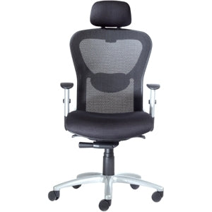 9 to 5 Seating Strata 1580 High-Back Mesh Chair with Silver Accents - 26" x 22" x 51" - Fabric Black Seat
