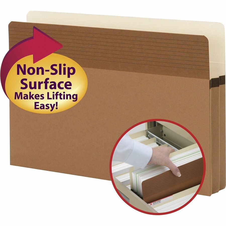 Smead Easy Grip Straight Tab Cut Legal Recycled File Pocket - 8 1/2" x 14" - 1 3/4" Expansion - Redrope - Redrope - 30% Recycled - 25 / Box