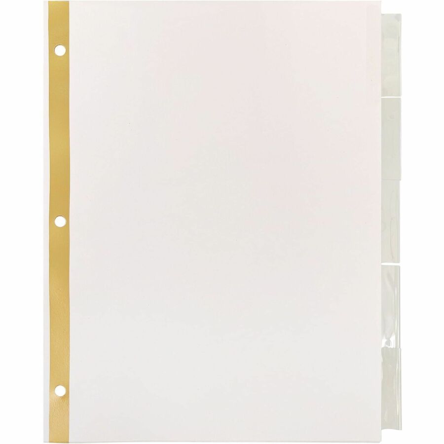 Business Source Tear-resistant Clear Tab Index Dividers - 5 x Divider(s) - 5 Tab(s)/Set - 8.5" Divider Width x 11" Divider Length - Letter - White Divider - Clear Tab(s) - Recycled - Tear Resistant - 5 / Set