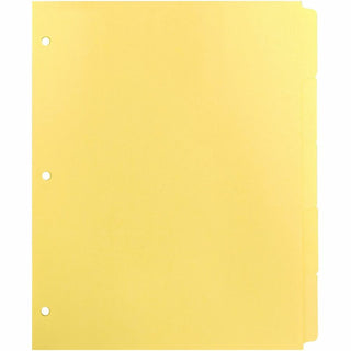 Business Source Mylar-reinforced Plain Tab Indexes - 5 Write-on Tab(s) - 8.5" Divider Width x 11" Divider Length - Letter - 3 Hole Punched - Canary Tab(s) - Hole-punched, Mylar Reinforcement, Mylar Reinforced Edge - 36 / Box