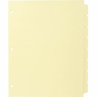 Business Source Mylar-reinforced Plain Tab Indexes - 8 Write-on Tab(s) - 8.5" Divider Width x 11" Divider Length - Letter - 3 Hole Punched - Canary Tab(s) - Hole-punched, Mylar Reinforced Edge - 24 / Box - 