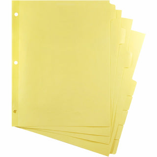 Business Source Mylar-reinforced Plain Tab Indexes - 8 Write-on Tab(s) - 8.5" Divider Width x 11" Divider Length - Letter - 3 Hole Punched - Canary Tab(s) - Hole-punched, Mylar Reinforced Edge - 24 / Box