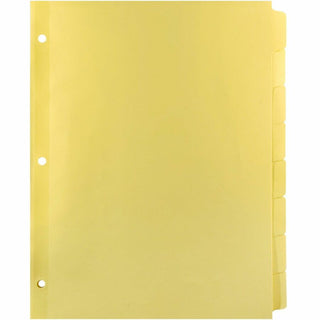 Business Source Mylar-reinforced Plain Tab Indexes - 8 Write-on Tab(s) - 8.5" Divider Width x 11" Divider Length - Letter - 3 Hole Punched - Canary Tab(s) - Hole-punched, Mylar Reinforced Edge - 24 / Box