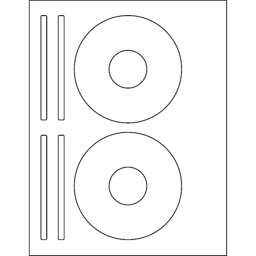 Business Source CD/DVD Labels - - Height4 5/8" Diameter - Permanent Adhesive - Circle - Inkjet, Laser - White - 100 / Pack - Lignin-free, Smudge Resistant - 