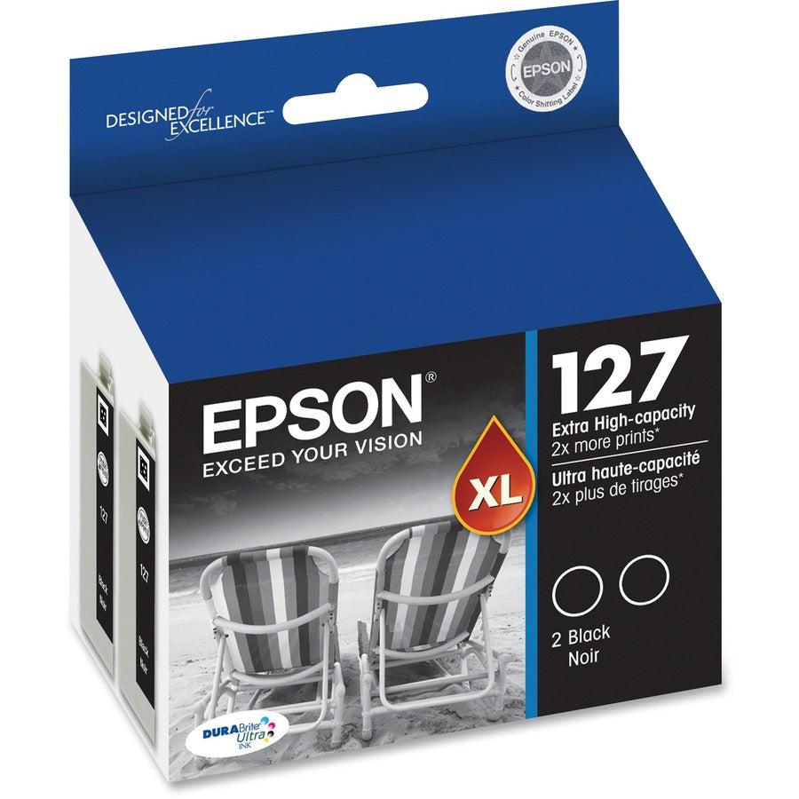T127120-D2 (127) DURABrite Ultra Extra High-Yield Ink, Black, 2/Pack