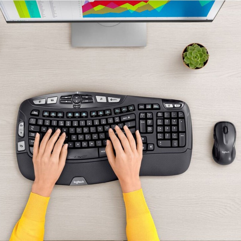 MK550 Wireless Wave Keyboard + Mouse Combo, 2.4 GHz Frequency/30 ft Wireless Range, Black