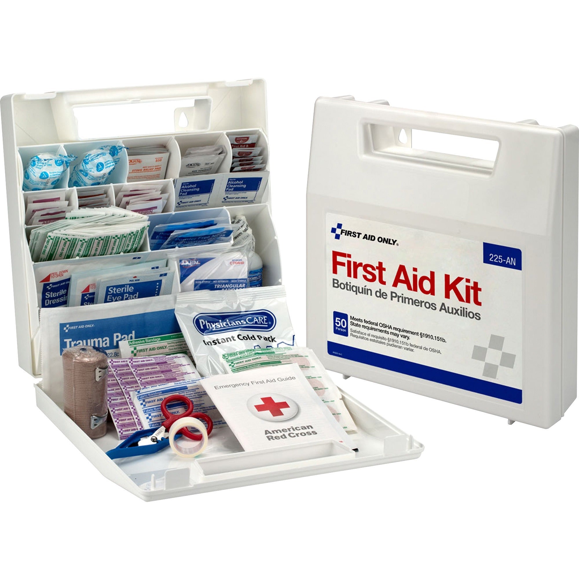 First Aid Only 50-person Worksite First Aid Kit - 196 x Piece(s) For 50 x Individual(s) - 11.3" Height x 10.8" Width x 3" Depth Length - Plastic Case - 1 Each - 