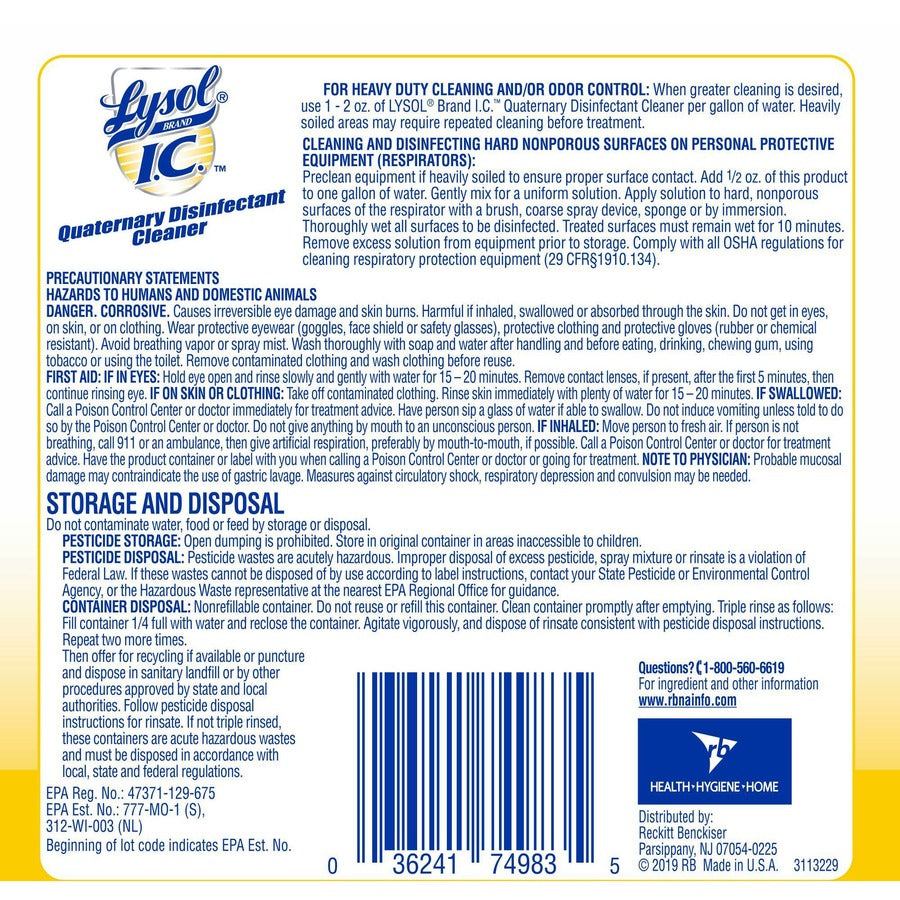 Quaternary Disinfectant Cleaner, 1gal Bottle, 4/Carton