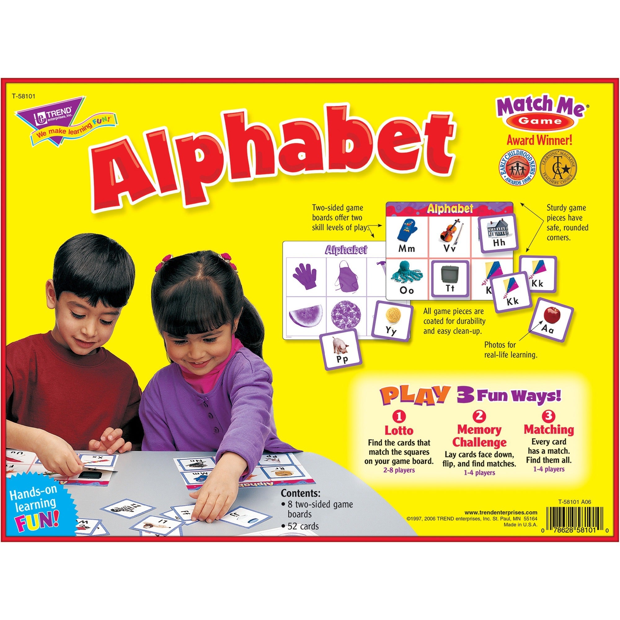 Trend Match Me Alphabet Learning Game - Educational - 1 to 8 Players - 1 Each - 