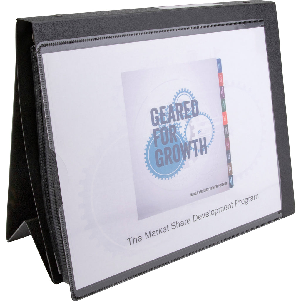 Business Source Presentation Binder - 1" Binder Capacity - Letter - 8 1/2" x 11" Sheet Size - Ring Fastener(s) - Internal Pocket(s) - Black - Recycled - Business Card Holder, Label Holder - 1 Each - 