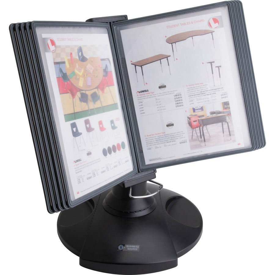 Business Source Deluxe Catalog Display Rack - 20 x Sheet - Rubber Feet - Black - Plastic, Polypropylene - 1 Each - 
