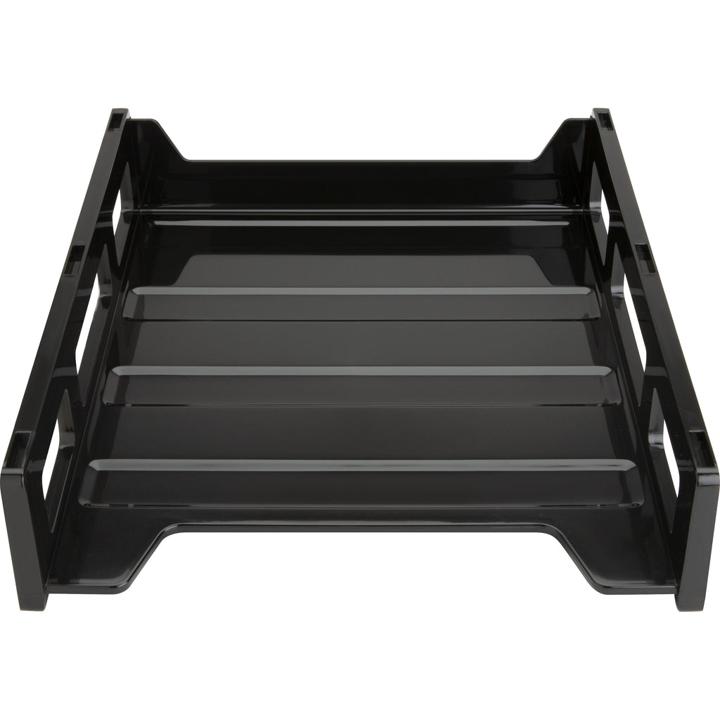 Business Source Front-Load Stackable Letter Tray - Desktop - Stackable - 25% Recycled - Black - Plastic - 1 Each - 