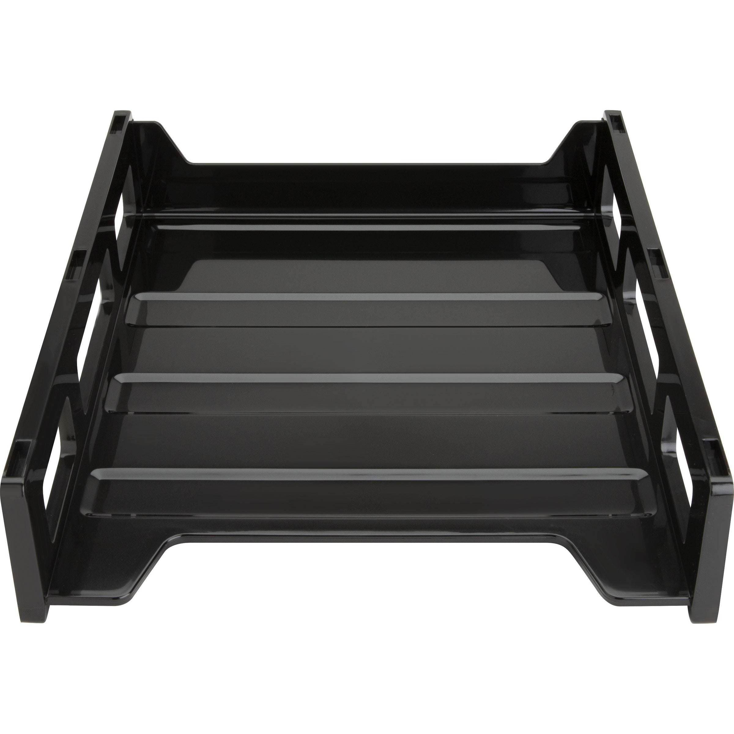 Business Source Front-Load Stackable Letter Tray - Desktop - Stackable - 25% Recycled - Black - Plastic - 1 Each - 