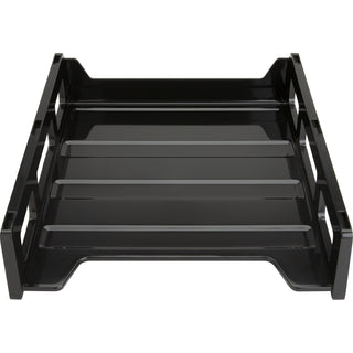 Business Source Front-Load Stackable Letter Tray - Desktop - Stackable - 25% Recycled - Black - Plastic - 1 Each - 