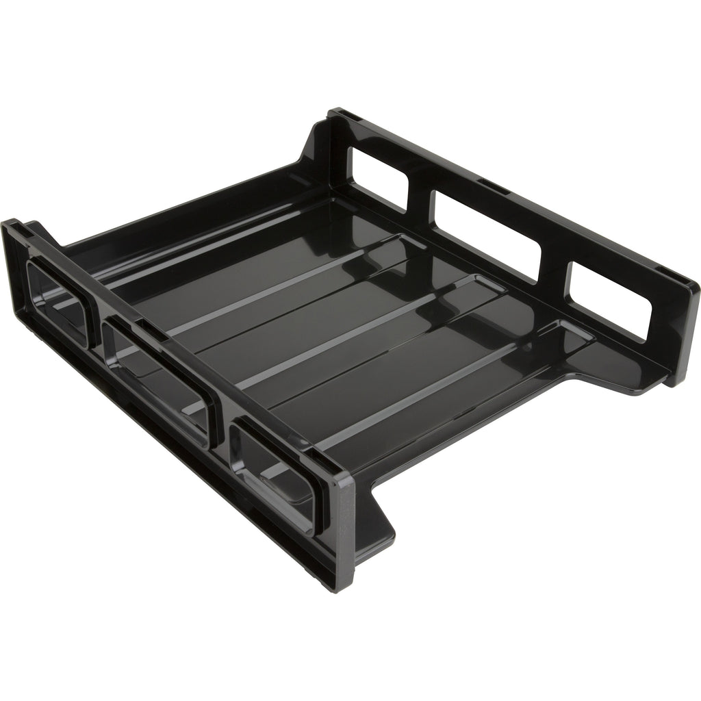 Business Source Front-Load Stackable Letter Tray - Desktop - Stackable - 25% Recycled - Black - Plastic - 1 Each - 
