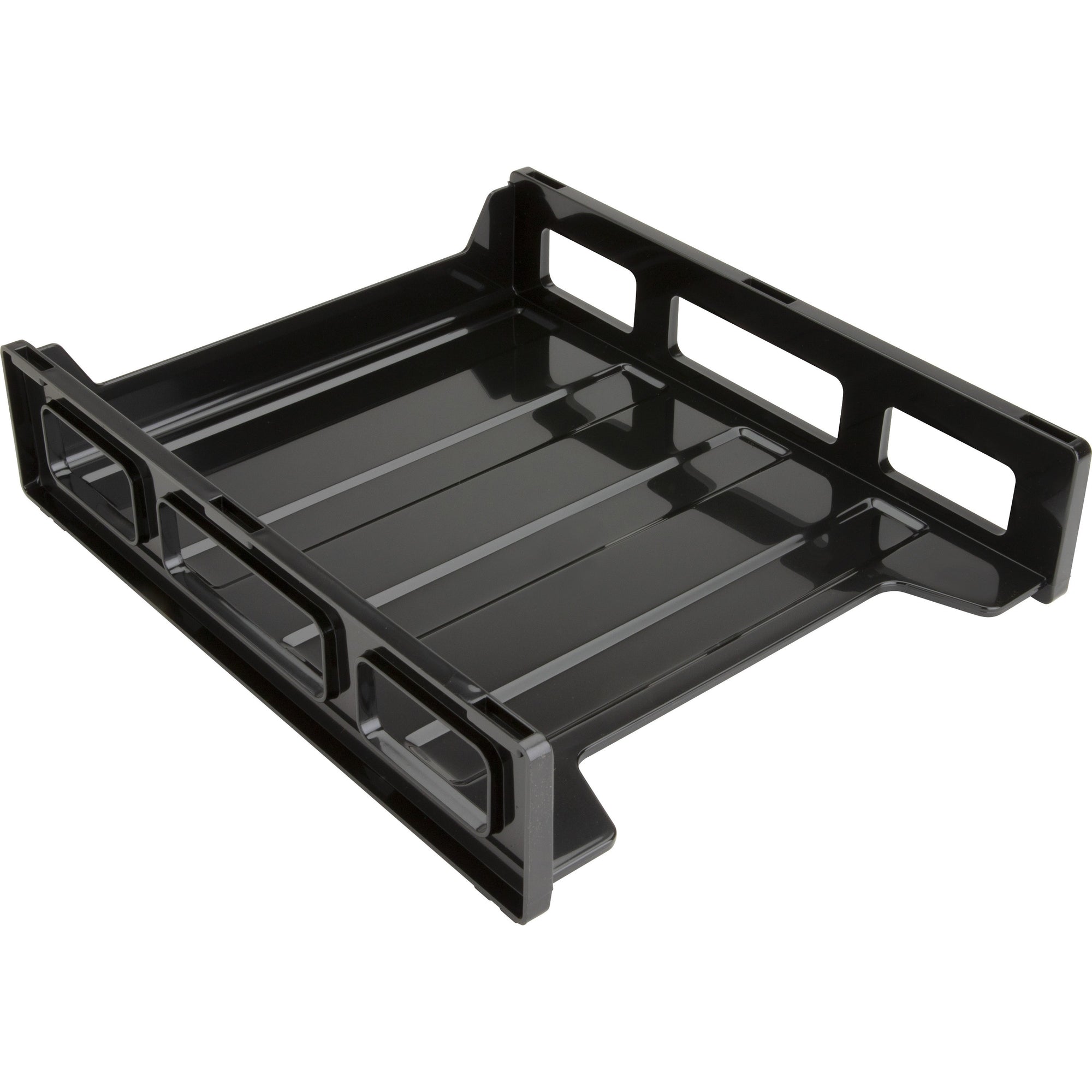 Business Source Front-Load Stackable Letter Tray - Desktop - Stackable - 25% Recycled - Black - Plastic - 1 Each - 