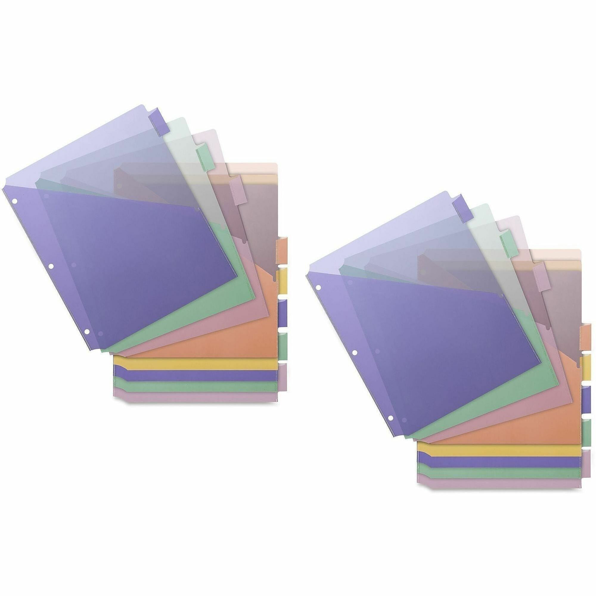 Business Source Double Pocket Index Dividers - 8 Print-on Tab(s) - 8.5" Divider Width x 11" Divider Length - Letter - Plastic Divider - Multicolor Tab(s) - Insertable - 8 / Set